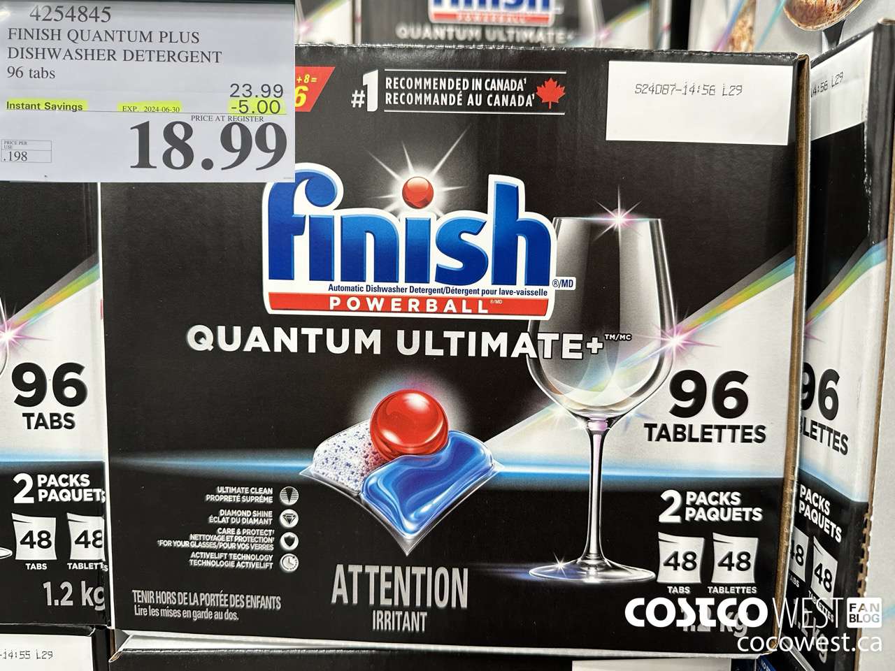 4254845 FINISH QUANTUM PLUS DISHWASHER DETERGENT 96 TABS ($5.00 INSTANT SAVINGS EXPIRES ON 2024-06-30) $18.99