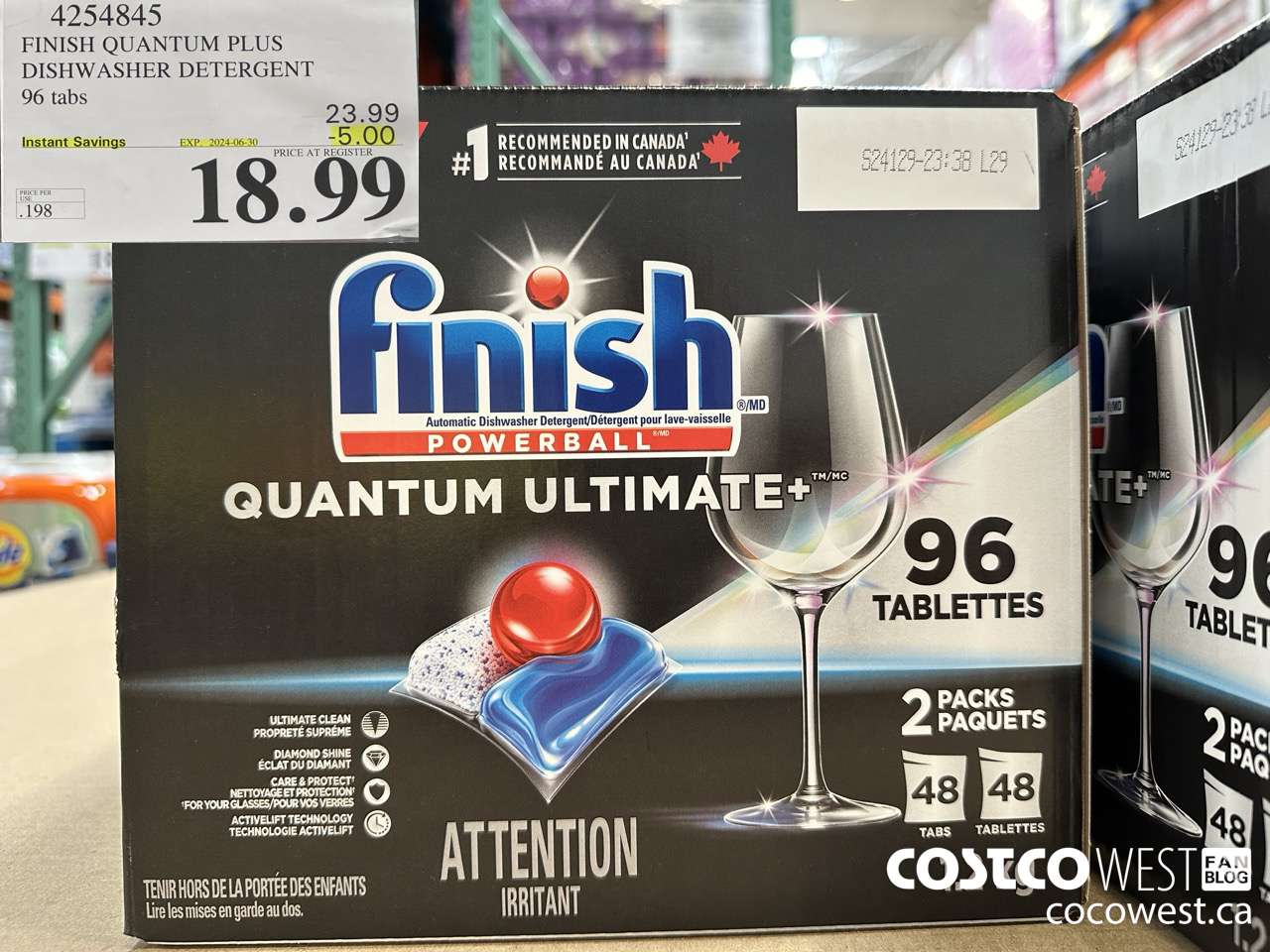 4254845 FINISH QUANTUM PLUS DISHWASHER DETERGENT 96 TABS ($5.00 INSTANT SAVINGS EXPIRES ON 2024-06-30) $18.99