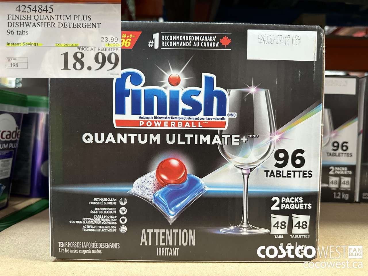 4254845 FINISH QUANTUM PLUS DISHWASHER DETERGENT 96 TABS ($5.00 INSTANT SAVINGS EXPIRES ON 2024-06-30) $18.99