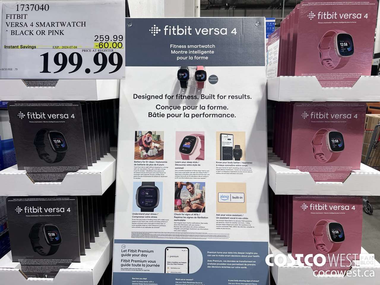 1737040 FITBIT VERSA 4 SMARTWATCH BLACK OR PINK ($60.00 INSTANT SAVINGS EXPIRES ON 2024-07-04) $199.99