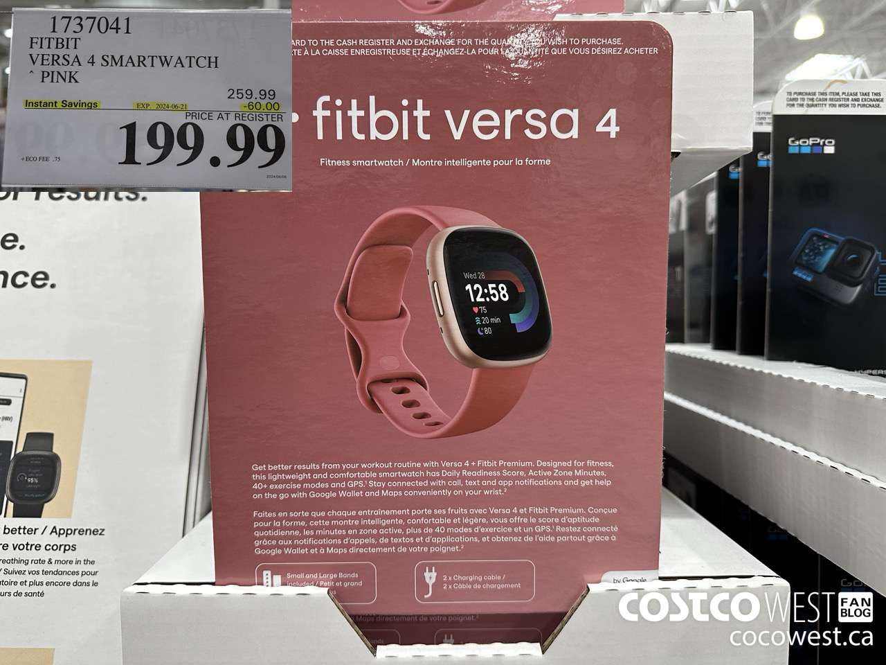 1737041 FITBIT VERSA 4 SMARTWATCH PINK ($60.00 INSTANT SAVINGS EXPIRES ON 2024-06-21) $199.99
