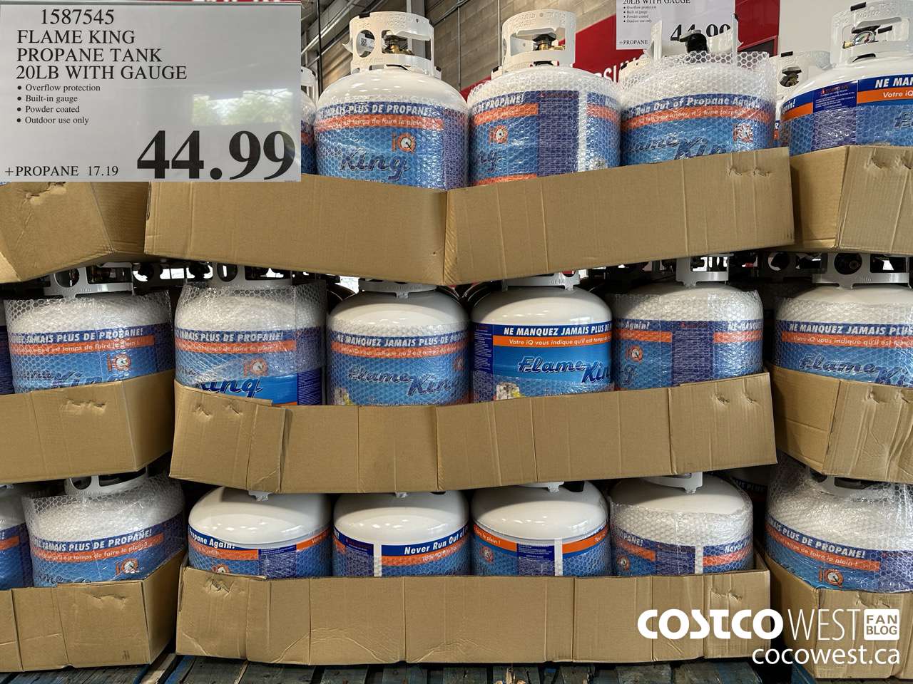 1587545 FLAME KING PROPANE TANK 20LB WITH GAUGE $44.99