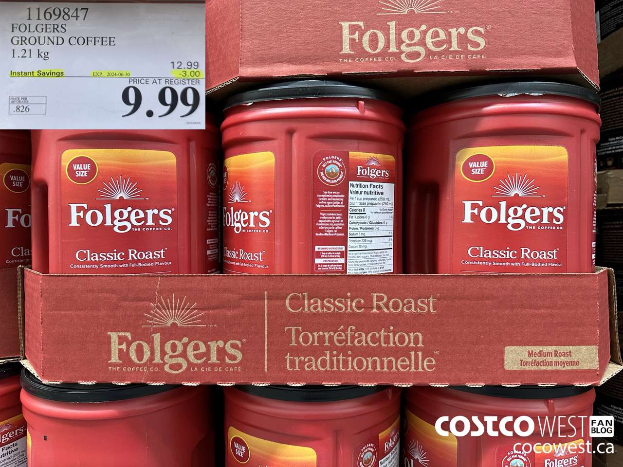 1169847 FOLGERS GROUND COFFEE 1.21 KG ($3.00 INSTANT SAVINGS EXPIRES ON 2024-06-30) $9.99