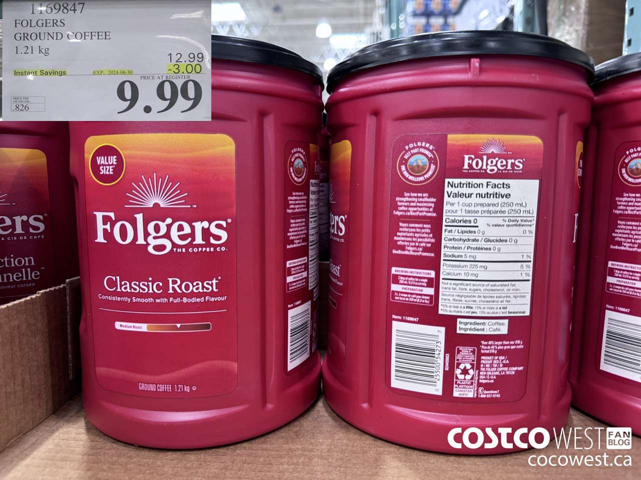 1169847 FOLGERS GROUND COFFEE 1.21 KG ($3.00 INSTANT SAVINGS EXPIRES ON 2024-06-30) $9.99