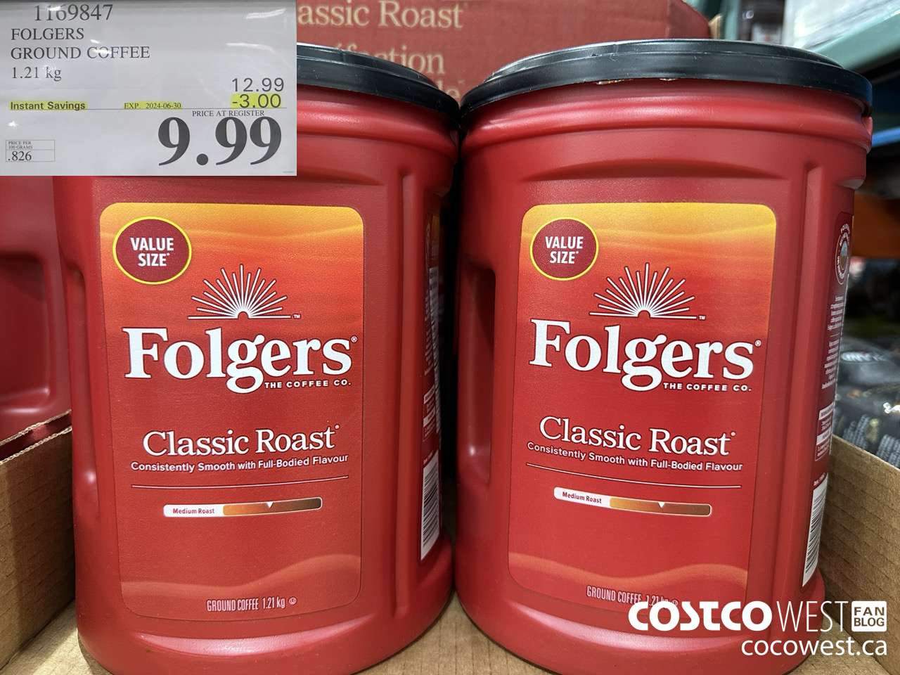 1169847 FOLGERS GROUND COFFEE 1.21 KG ($3.00 INSTANT SAVINGS EXPIRES ON 2024-06-30) $9.99