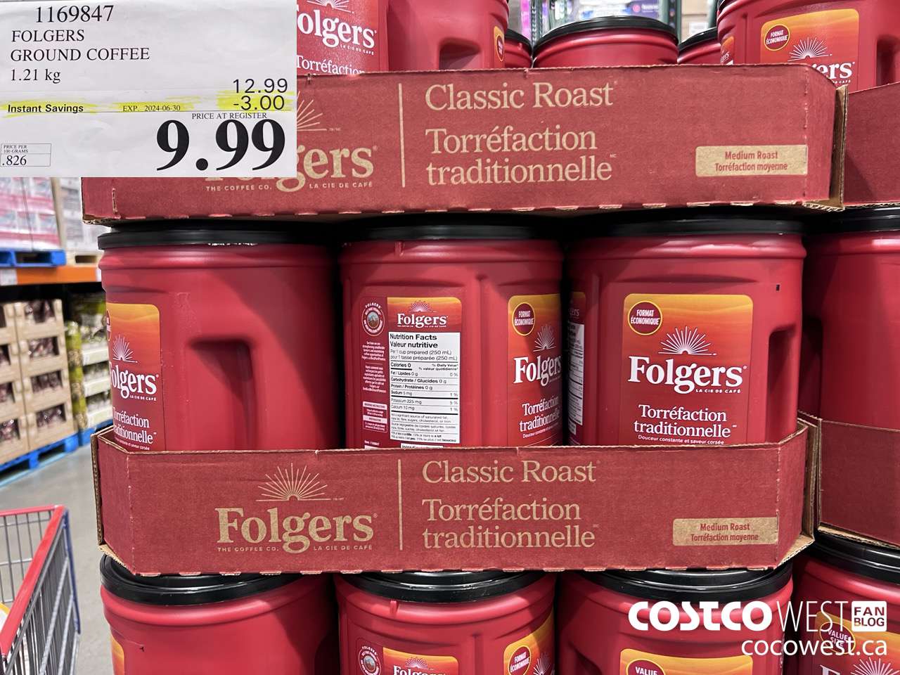 1169847 FOLGERS GROUND COFFEE 1.21 KG ($3.00 INSTANT SAVINGS EXPIRES ON 2024-06-30) $9.99