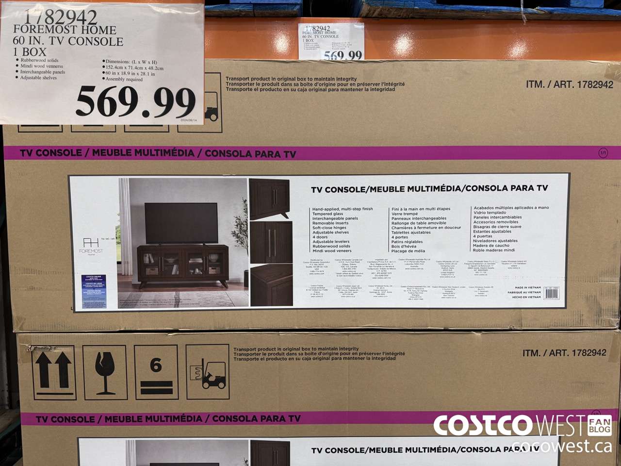 1782942 FOREMOST HOME 60 IN. TV CONSOLE 1 BOX $569.99