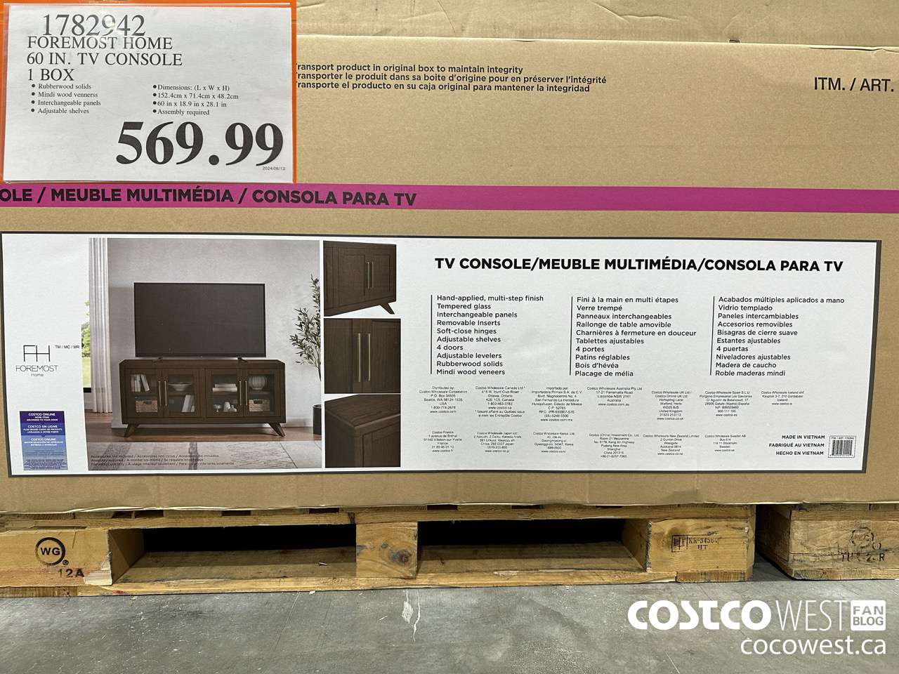 1782942 FOREMOST HOME 60 IN. TV CONSOLE 1 BOX $569.99