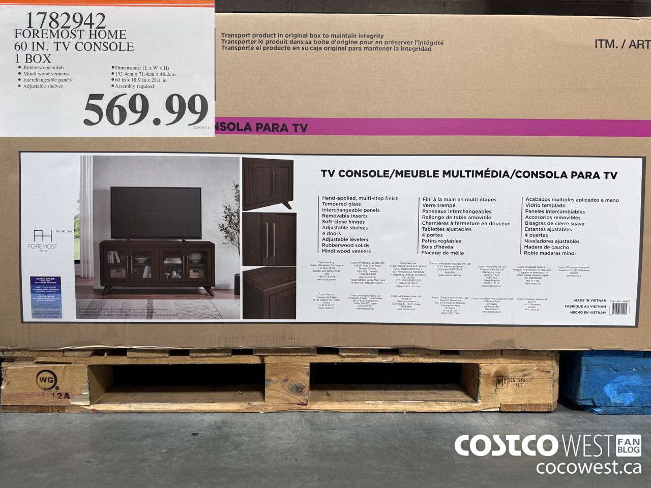 1782942 FOREMOST HOME 60 IN. TV CONSOLE 1 BOX $569.99