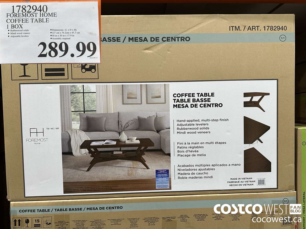 1782940 FOREMOST HOME COFFEE TABLE 1 BOX $289.99
