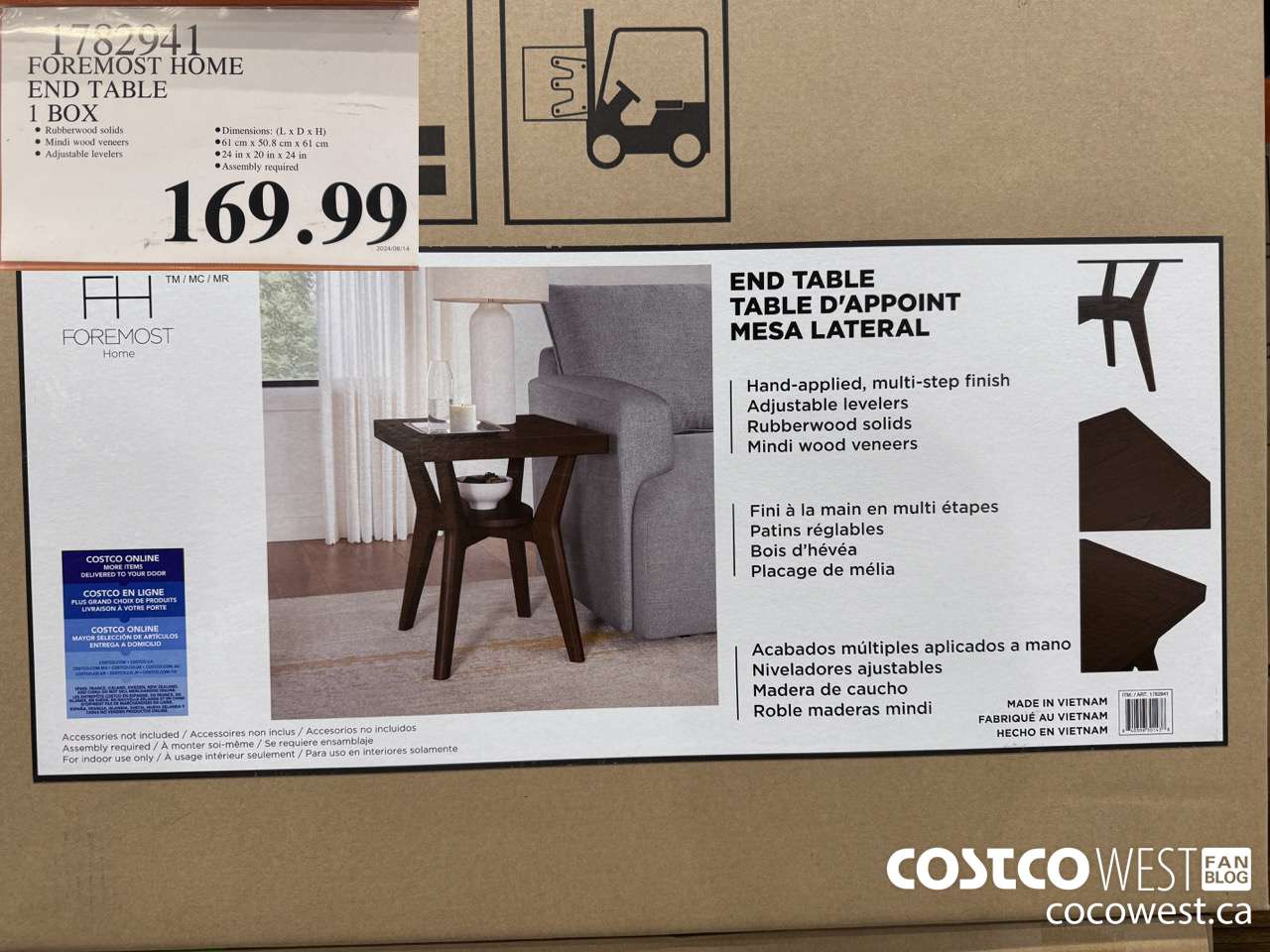 1782941 FOREMOST HOME END TABLE 1 BOX $169.99