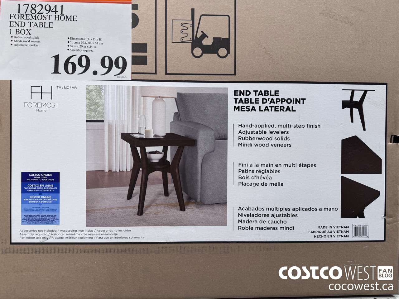 1782941 FOREMOST HOME END TABLE 1 BOX $169.99