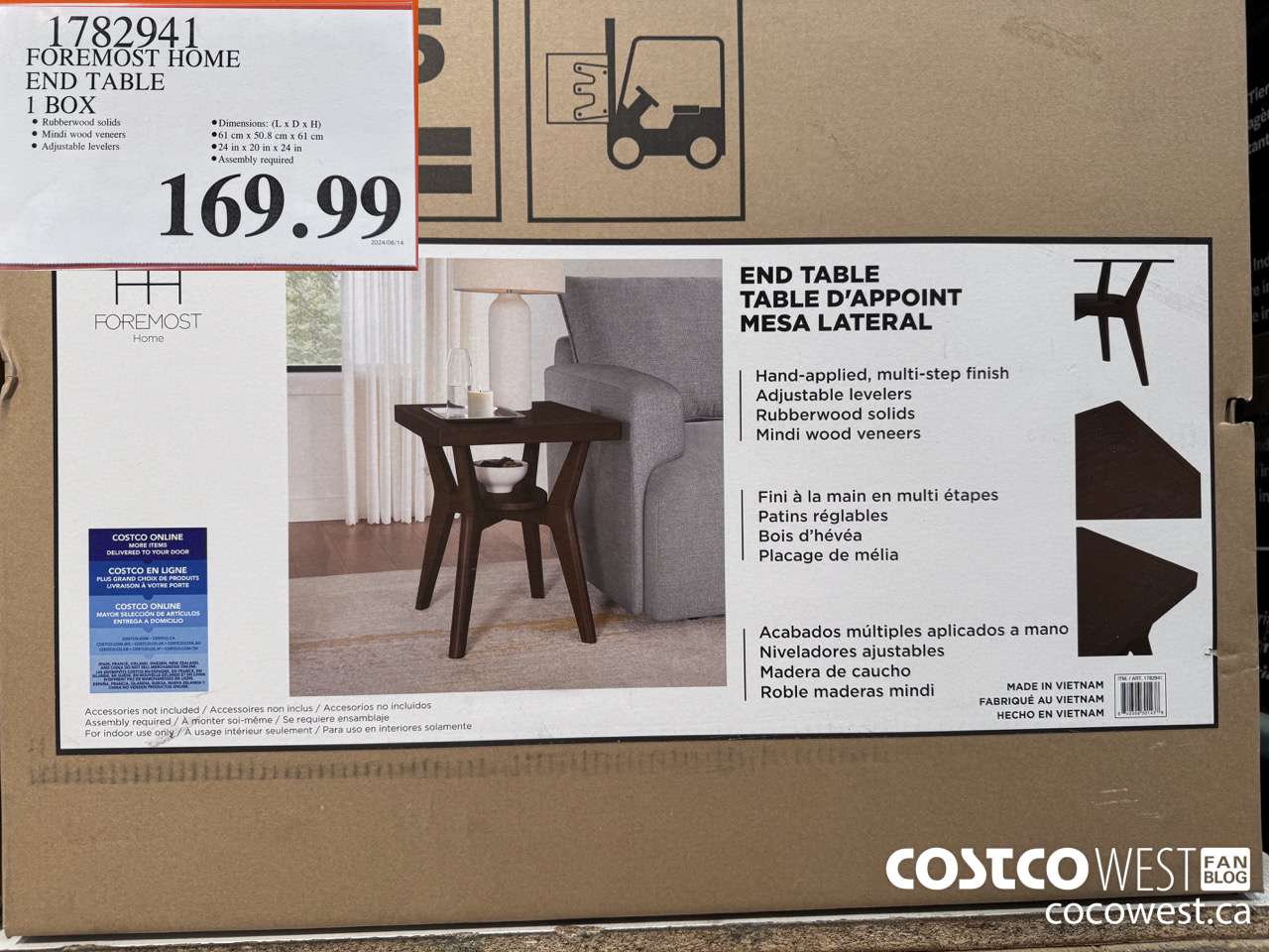 1782941 FOREMOST HOME END TABLE 1 BOX $169.99