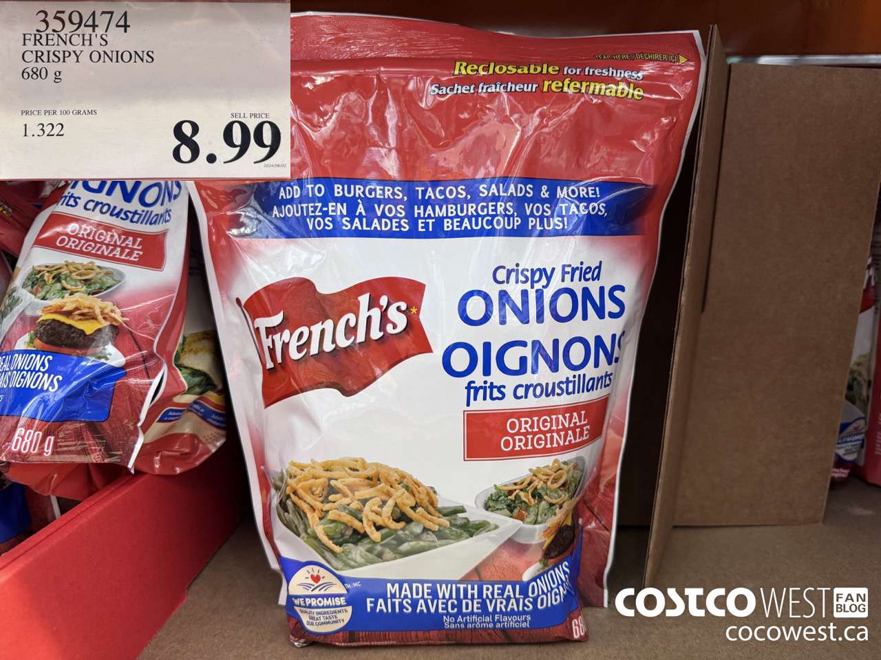 359474 FRENCH'S CRISPY ONIONS 680 G $8.99