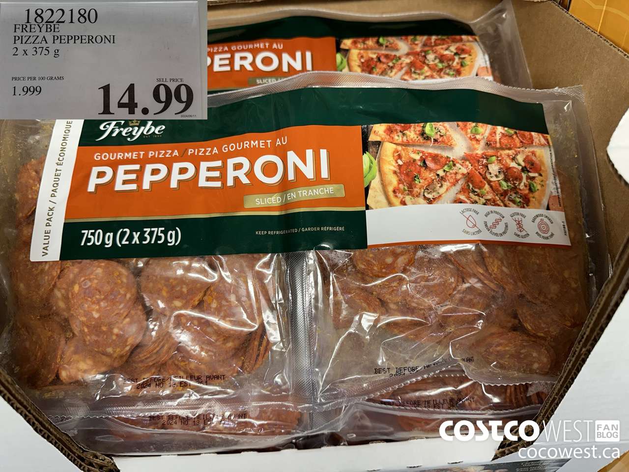 1822180 FREYBE PIZZA PEPPERONI 2 X 375 G $14.99