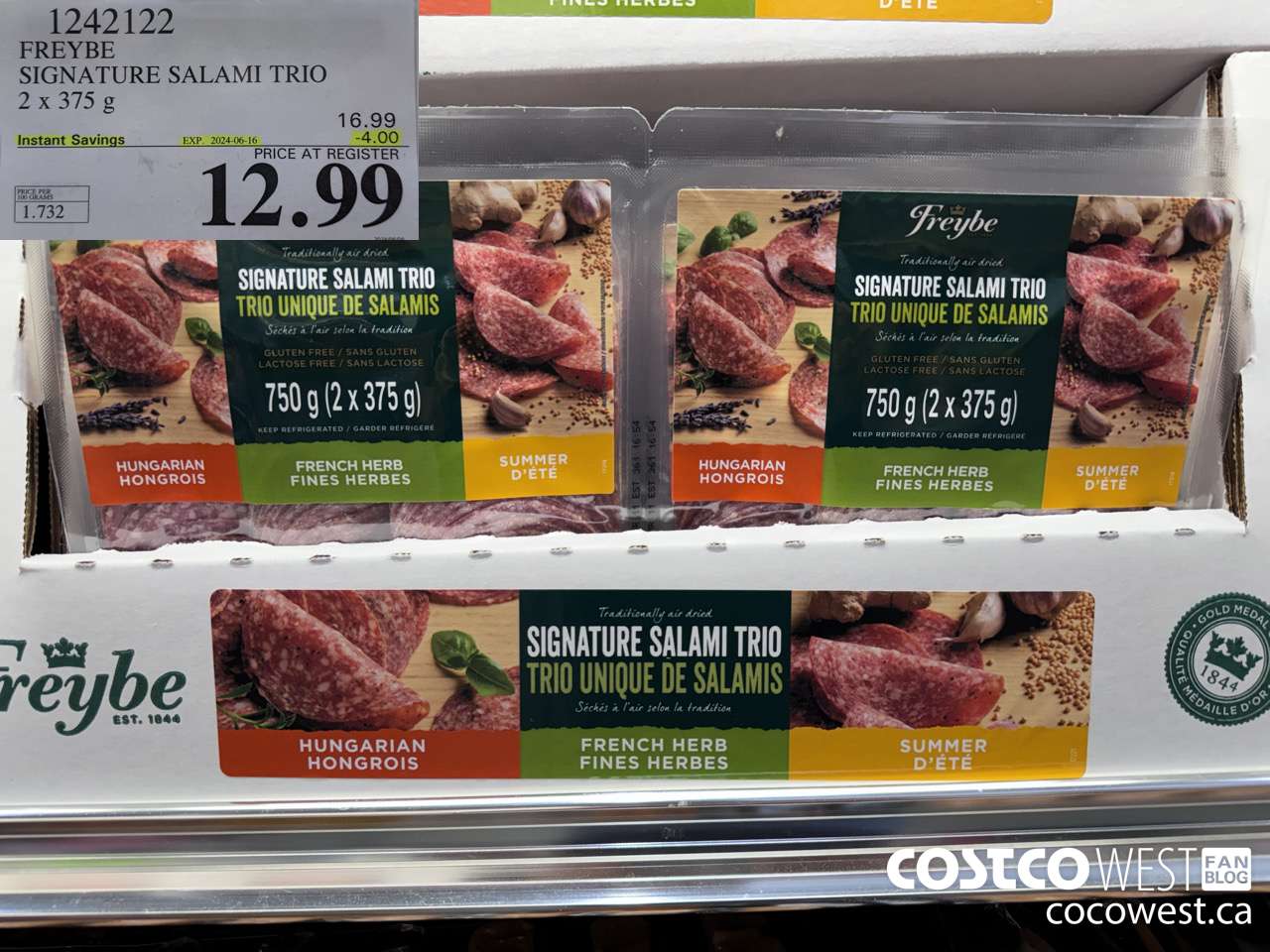 1242122 FREYBE SIGNATURE SALAMI TRIO 2 X 375 G ($4.00 INSTANT SAVINGS EXPIRES ON 2024-06-16) $12.99