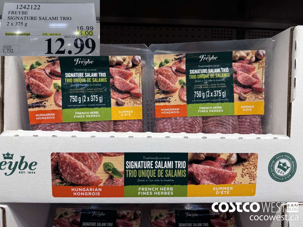 1242122 FREYBE SIGNATURE SALAMI TRIO 2 X 375 G ($4.00 INSTANT SAVINGS EXPIRES ON 2024-06-16) $12.99