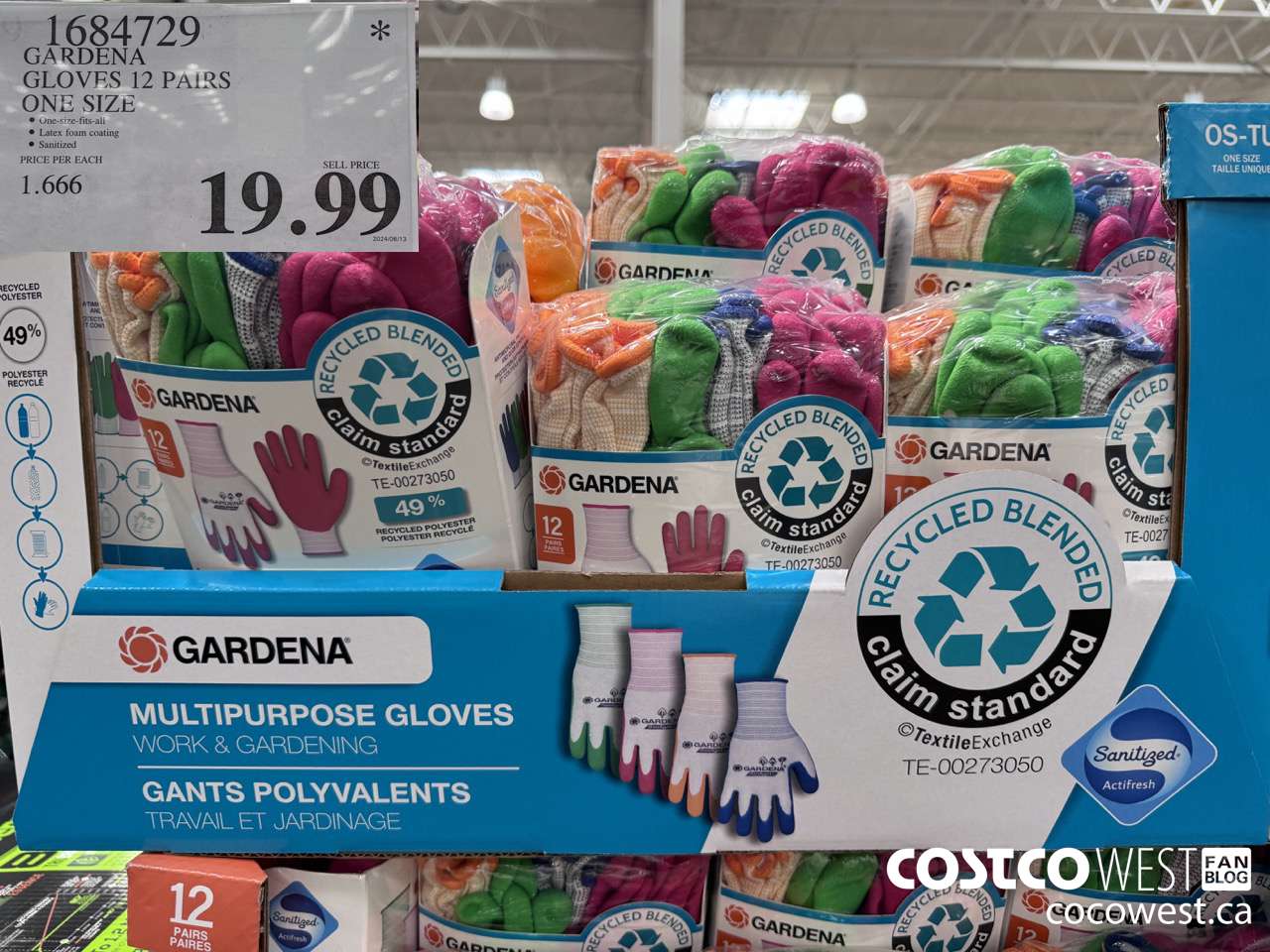 1684729 GARDENA GLOVES PACK OF 12 ONE SIZE $19.99