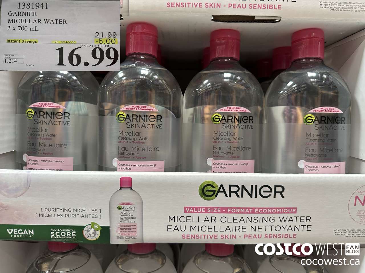 1381941 GARNIER MICELLAR WATER 2 x 700 mL  ($5.00 INSTANT SAVINGS EXPIRES ON 2024-06-30) $16.99