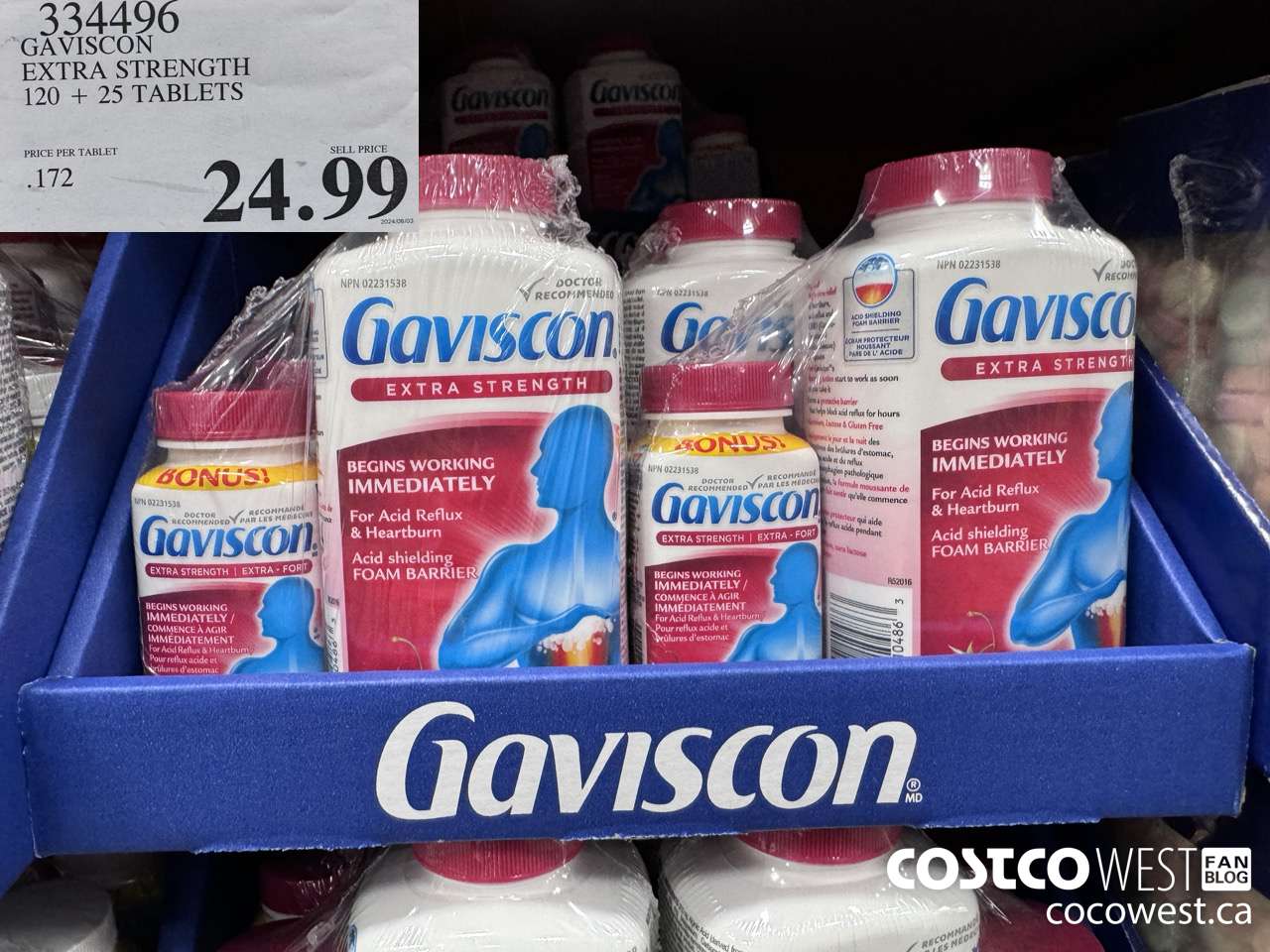 334496 GAVISCON EXTRA STRENGTH 120 + 25 TABLETS $24.99