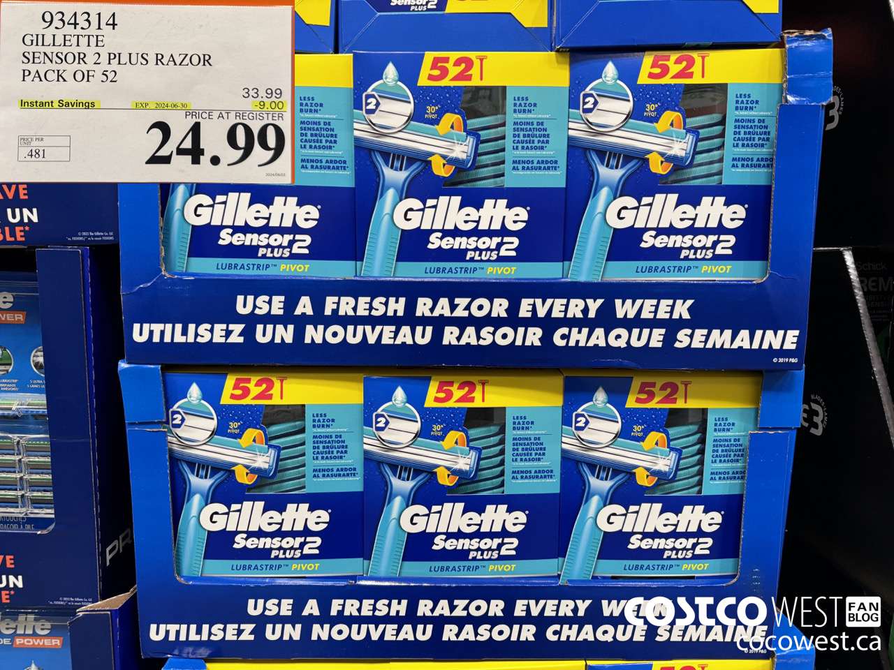 934314 GILLETTE SENSOR 2 PLUS RAZOR PACK OF 52 ($9.00 INSTANT SAVINGS EXPIRES ON 2024-06-30) $24.99