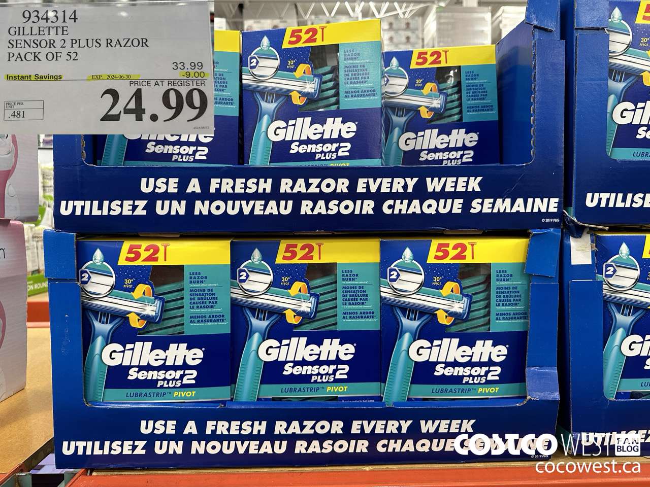 934314 GILLETTE SENSOR 2 PLUS RAZOR PACK OF 52 ($9.00 INSTANT SAVINGS EXPIRES ON 2024-06-30) $24.99