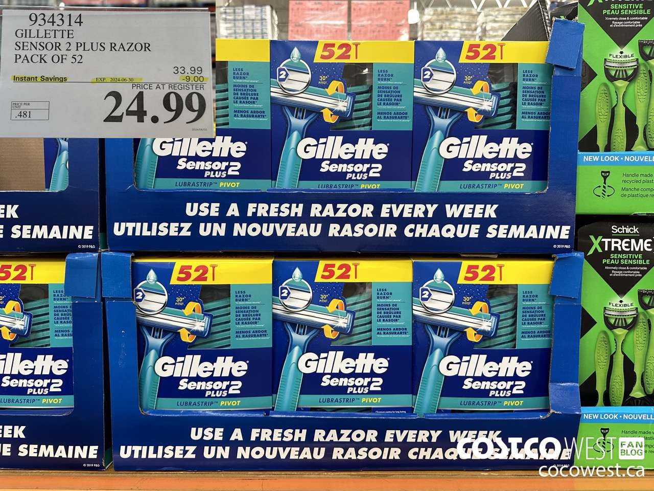 934314 GILLETTE SENSOR 2 PLUS RAZOR PACK OF 52 ($9.00 INSTANT SAVINGS EXPIRES ON 2024-06-30) $24.99