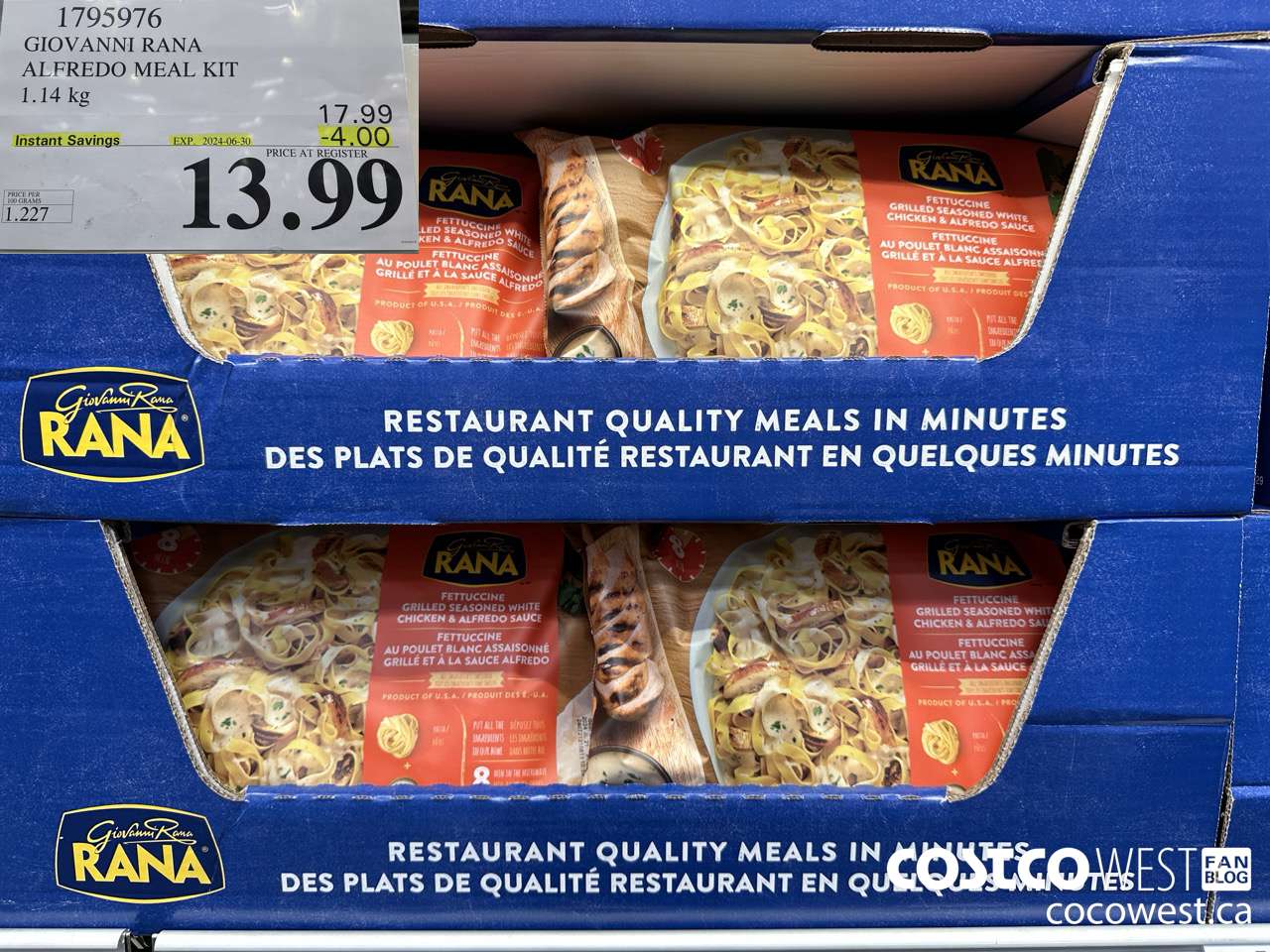 1795976 GIOVANNI RANA ALFREDO MEAL KIT 1.14KG ($4.00 INSTANT SAVINGS EXPIRES ON 2024-06-30) $13.99