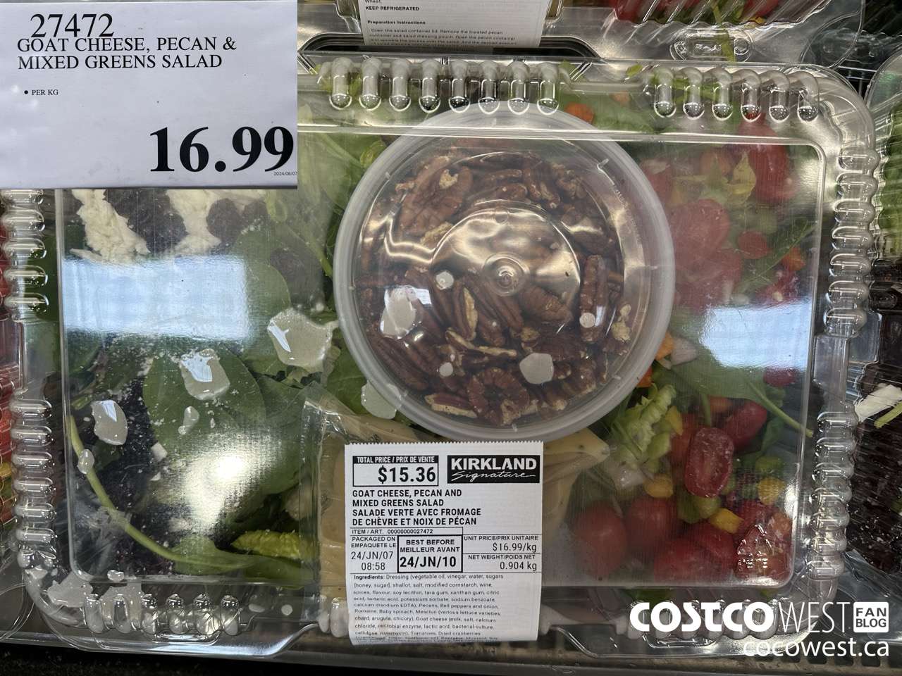 27472 GOAT CHEESE, PECAN AND MIXED GREENS SALAD $16.99