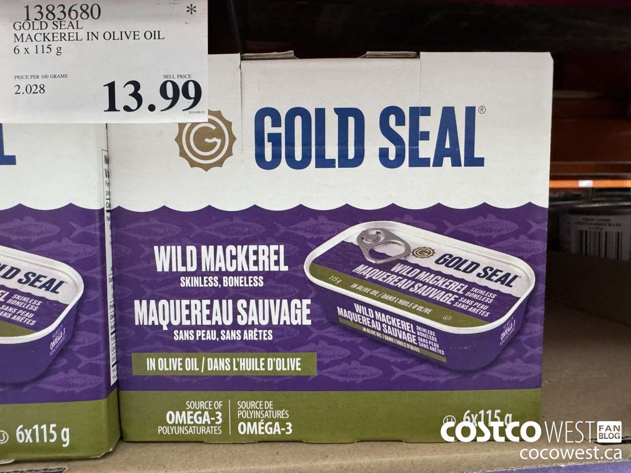 1383680 GOLD SEAL MACKEREL IN OLIVE OIL 6 X 115G $13.99