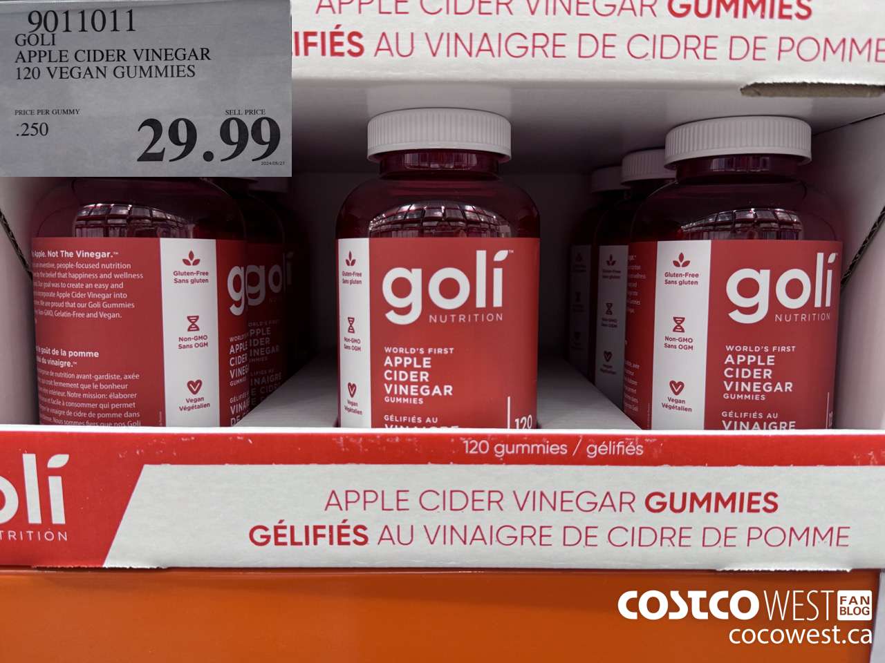 9011011 GOLI APPLE CIDER VINEGAR 120 VEGAN GUMMIES $29.99
