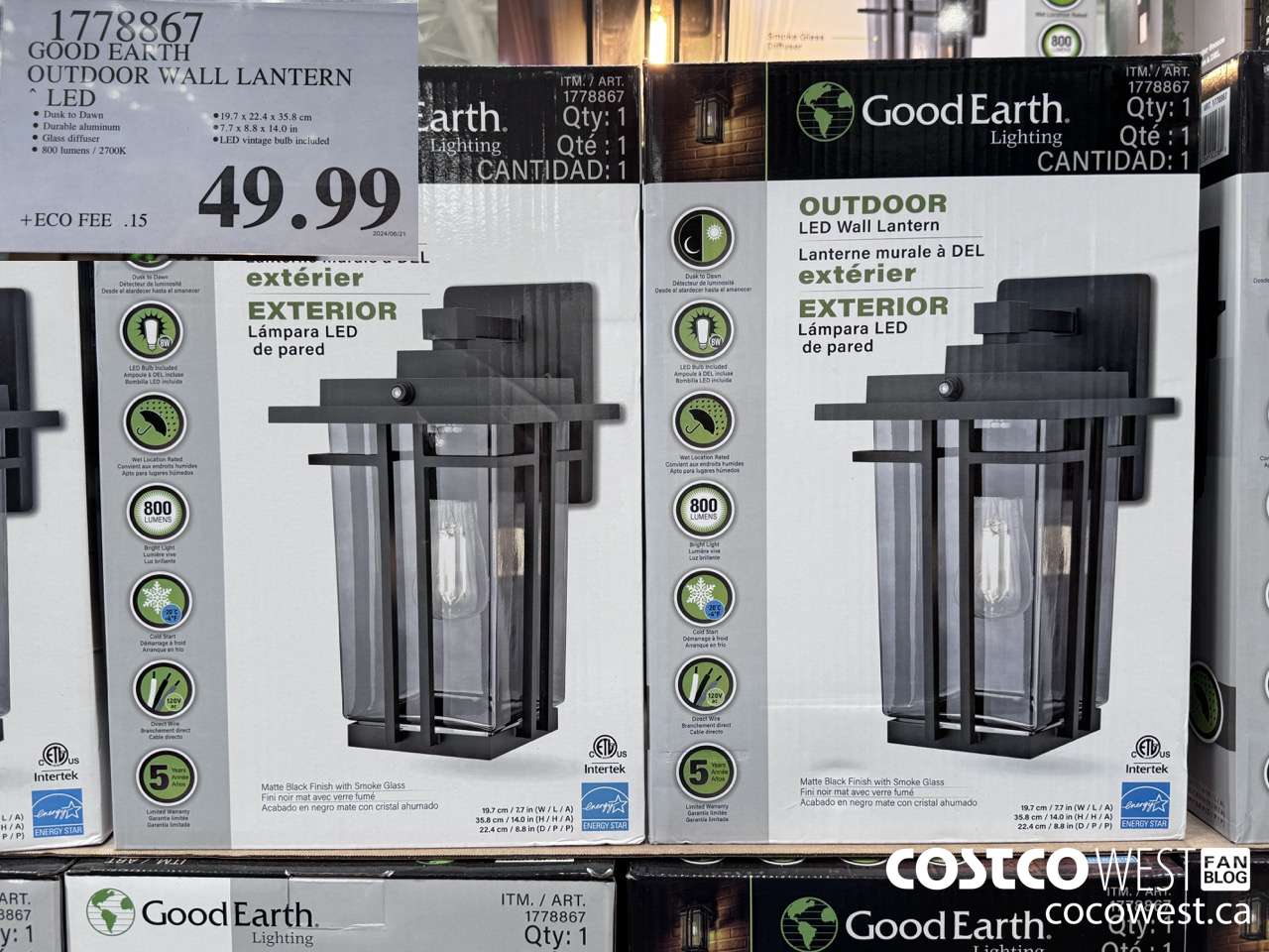 1778867 GOOD EARTH OUTDOOR WALL LANTERN LED $49.99