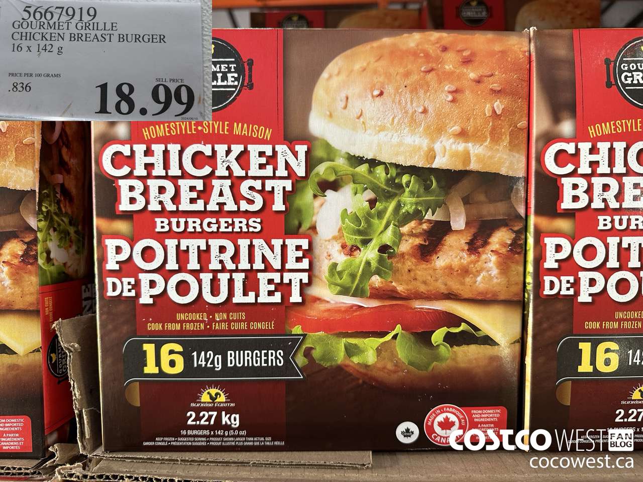 5667919 GOURMET GRILLE CHICKEN BREAST BURGER 16 X 142 G $18.99