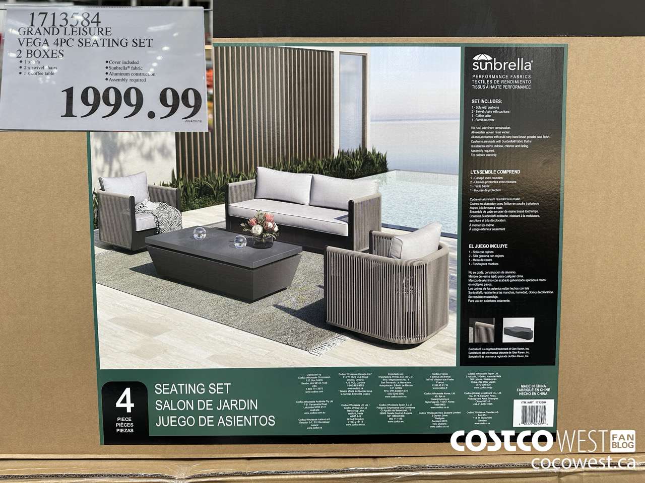 1713584 GRAND LEISURE VEGA 4PC SEATING SET 2 BOXES $1999.99