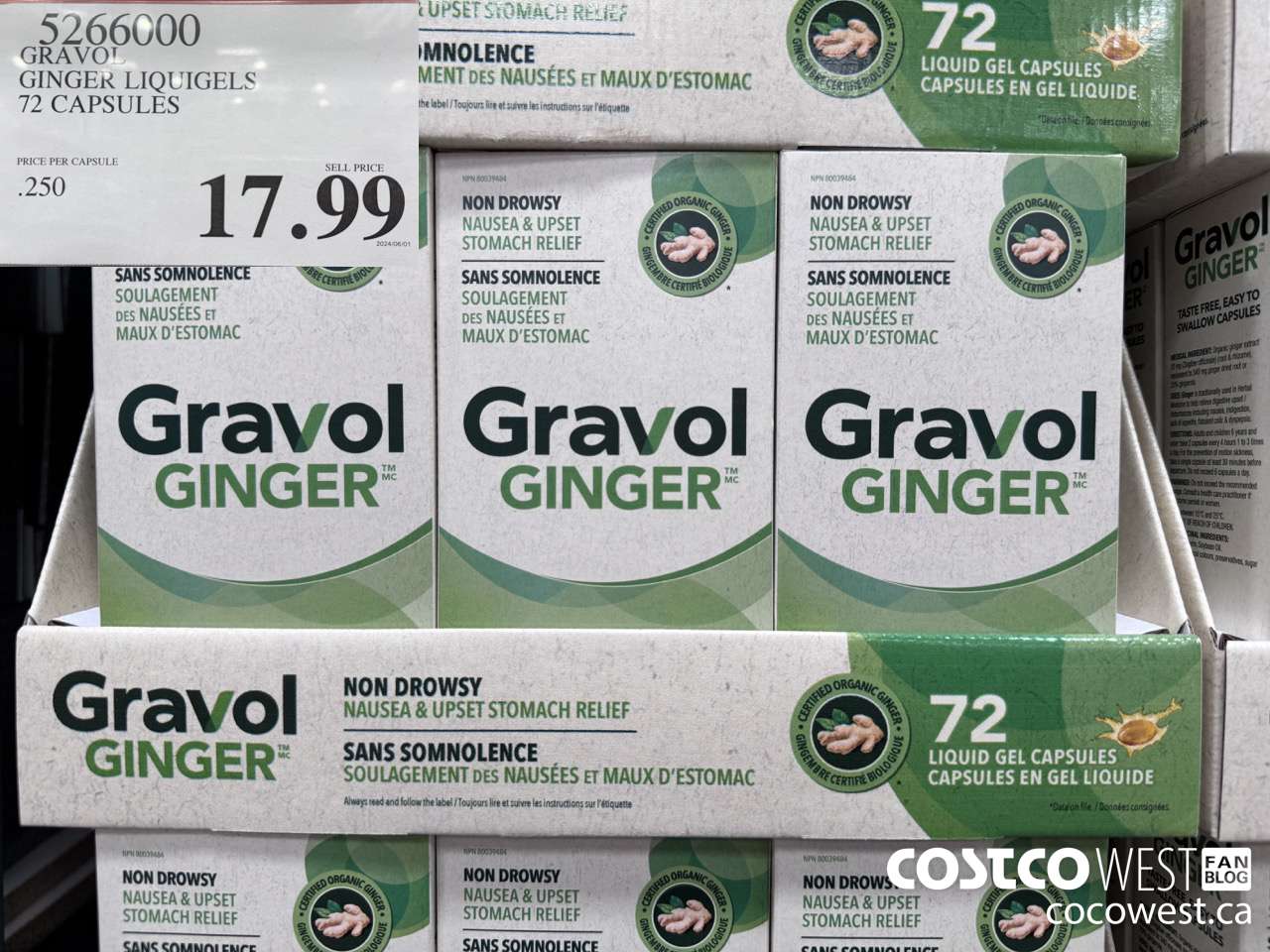5266000 GRAVOL GINGER 72 CAPSULES $17.99
