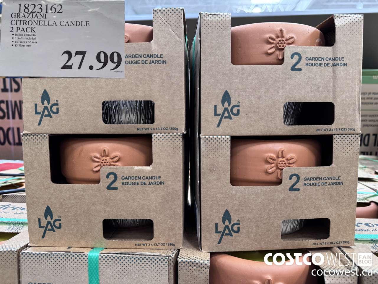 1823162 GRAZIANI CITRONELLA CANDLE 2 PACK $27.99