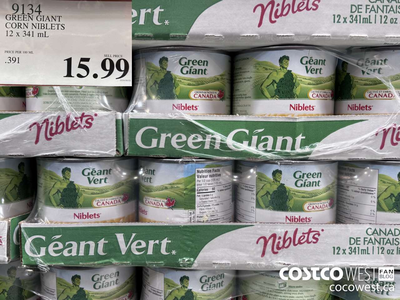 9134 GREEN GIANT NIBLETS CORN 12 X 341 ML $15.99