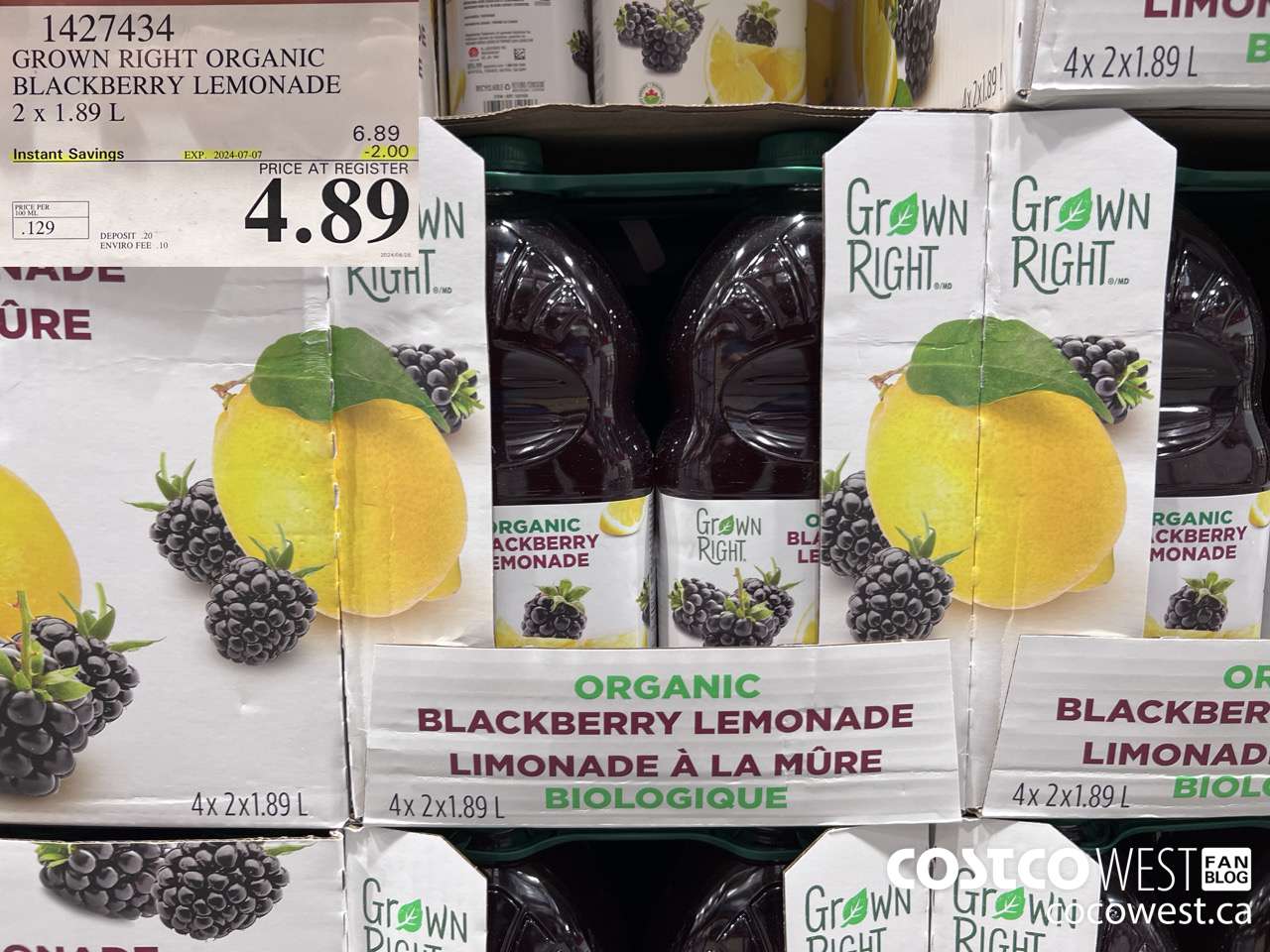 1427434 GROWN RIGHT ORGANIC BLACKBERRY LEMONADE 2 X 1.89L ($2.00 INSTANT SAVINGS EXPIRES ON 2024-07-07) $4.89