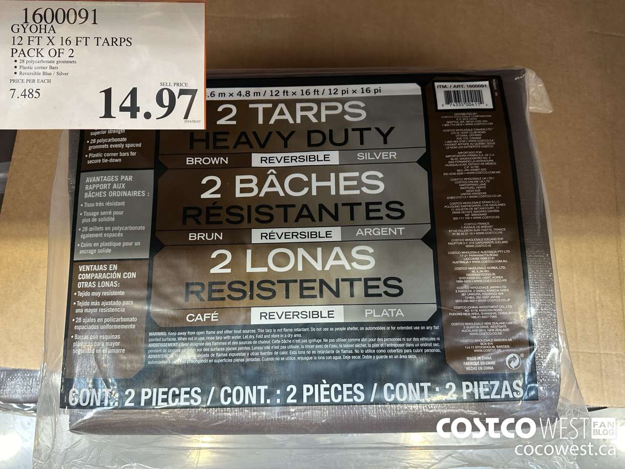 1600091 GYOHA 12 FT X 16 FT TARPS PACK OF 2 $14.97