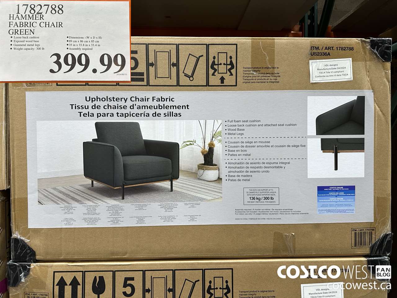 1782788 HAMMER FABRIC CHAIR GREEN $399.99