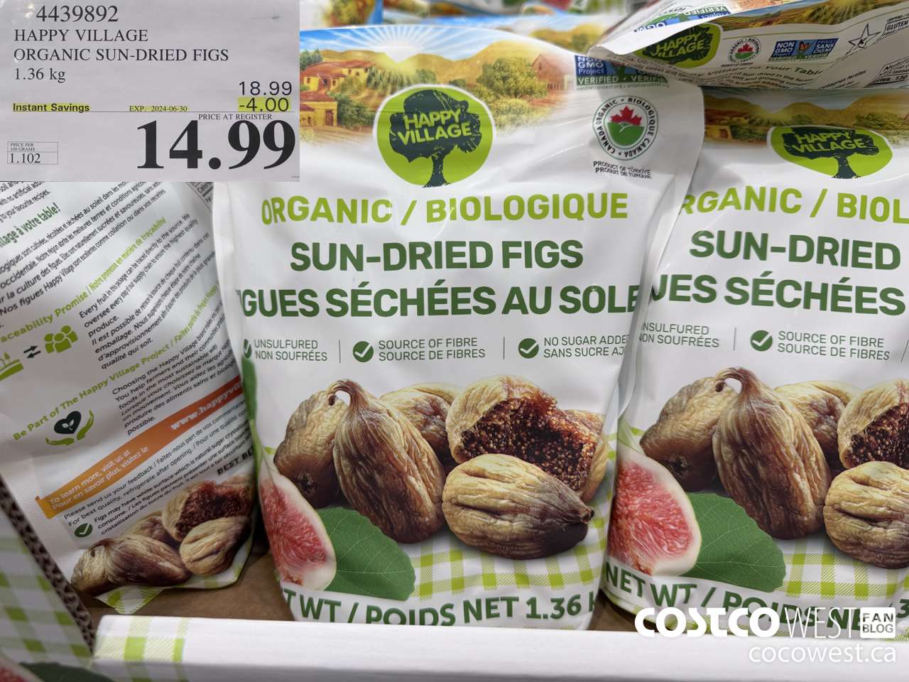 4439892 HAPPY VILLAGE ORGANIC SUN-DRIED FIGS 1.36KG ($4.00 INSTANT SAVINGS EXPIRES ON 2024-06-30) $14.99