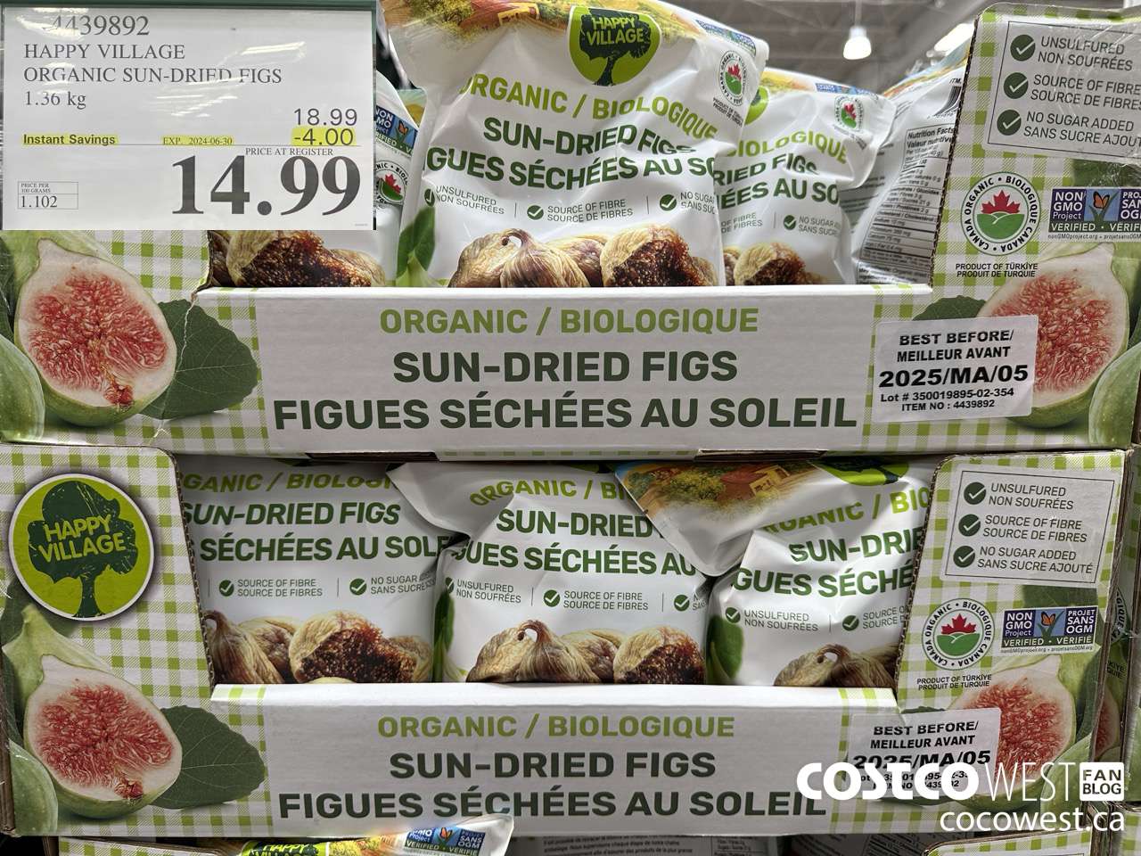 4439892 HAPPY VILLAGE ORGANIC SUN-DRIED FIGS 1.36KG ($4.00 INSTANT SAVINGS EXPIRES ON 2024-06-30) $14.99