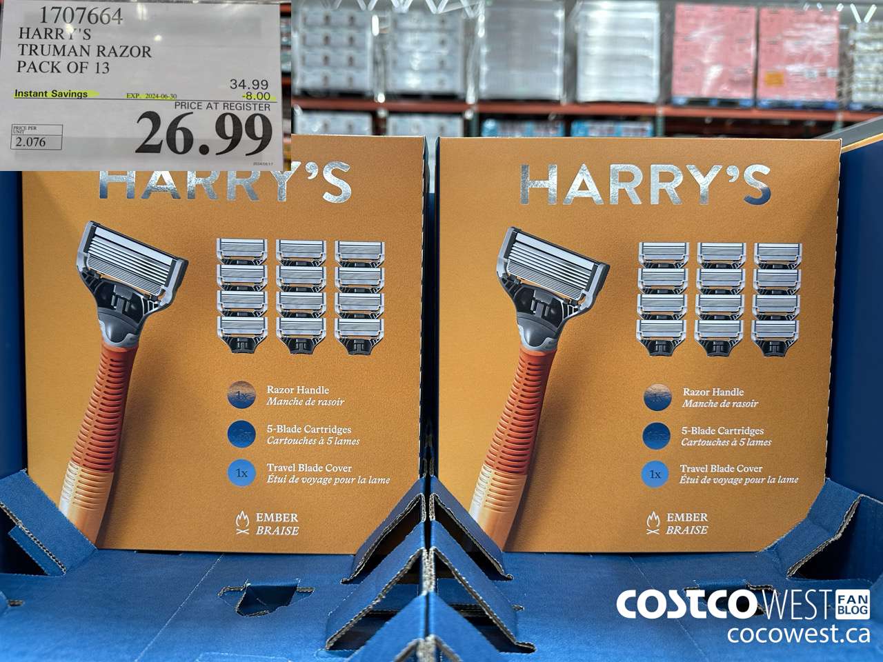 1707664 HARRY'S TRUMAN TRUMAN WET SHAVE RAZOR 13 CARTS + BLADE COVER ($8.00 INSTANT SAVINGS EXPIRES ON 2024-06-30) $26.99