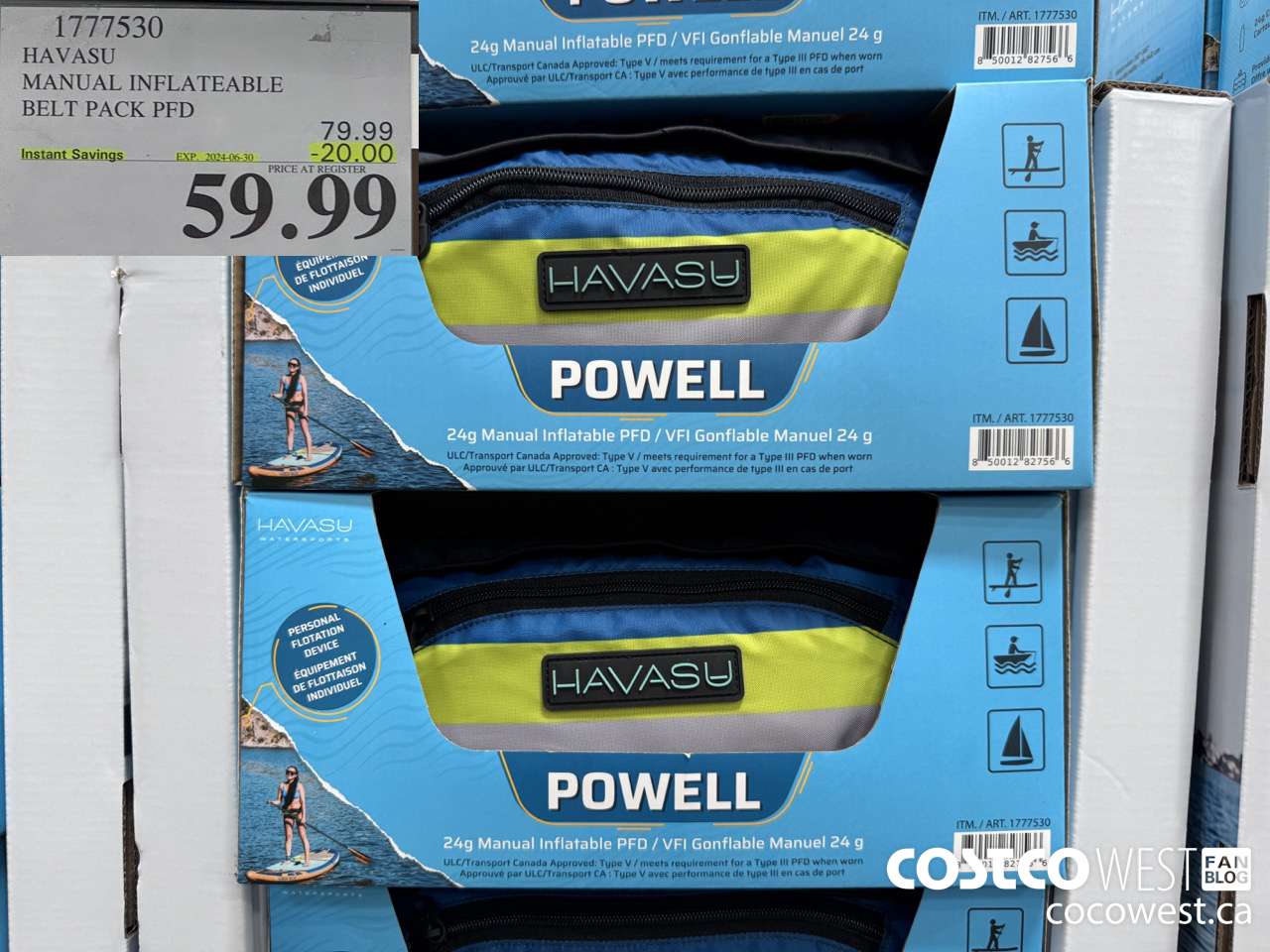 1777530 HAVASU MANUAL INFLATEABLE BELT PACK PFD ($20.00 INSTANT SAVINGS EXPIRES ON 2024-06-30) $59.99