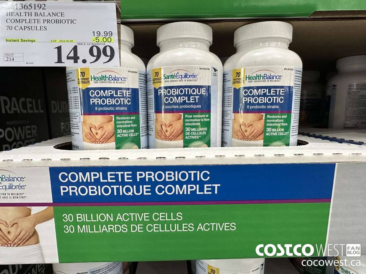 1365192 HEALTH BALANCE COMPLETE PROBIOTIC 70 CAPSULES ($5.00 INSTANT SAVINGS EXPIRES ON 2024-06-09) $14.99