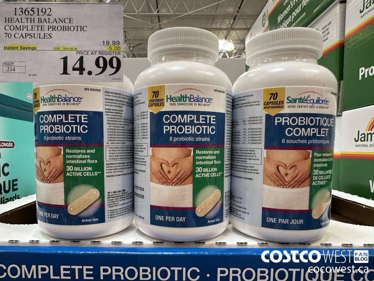 1365192 HEALTH BALANCE COMPLETE PROBIOTIC 70 CAPSULES ($5.00 INSTANT SAVINGS EXPIRES ON 2024-06-09) $14.99