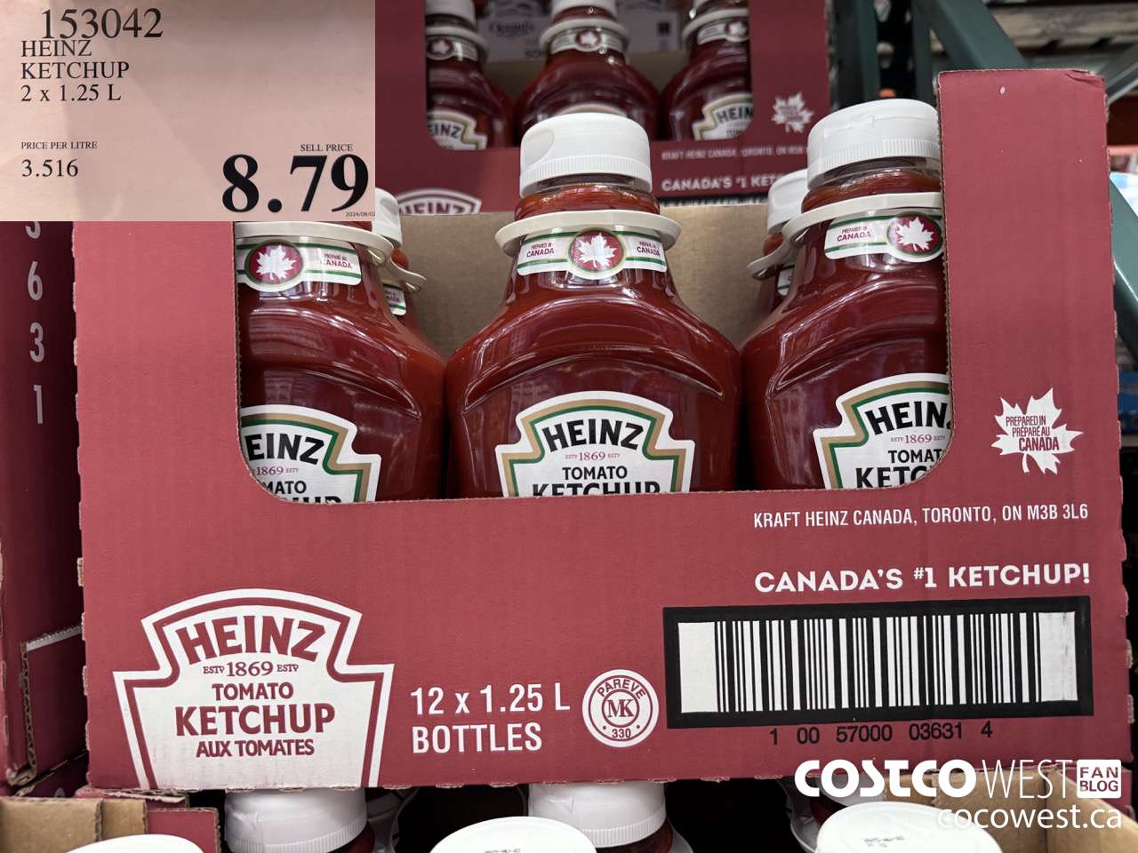 153042 HEINZ KETCHUP 2 x 1.25 L $8.79