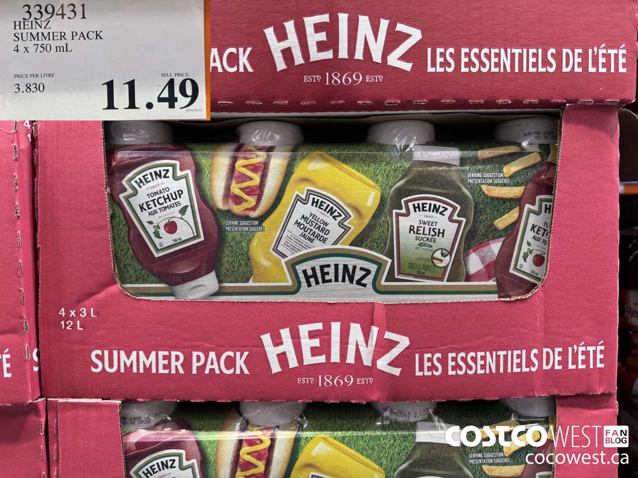 339431 HEINZ SUMMER PACK 4 X 750 ML $11.49