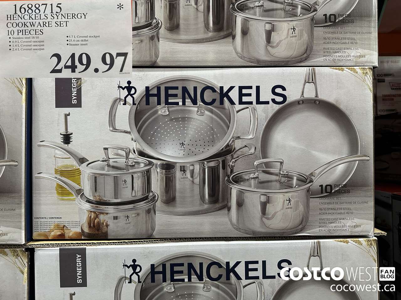 1688715 HENCKELS SYNERGY COOKWARE SET 10 PIECES $249.97