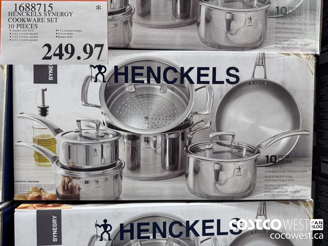 1688715 HENCKELS SYNERGY COOKWARE SET 10 PIECES $249.97